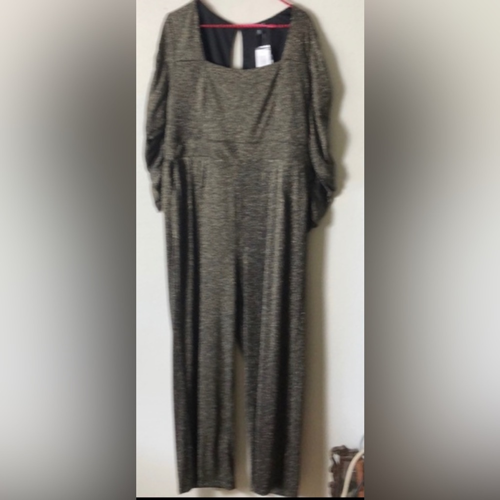 Torrid knit Jumpsuit Shimmer Gold Black Size 14 NWT